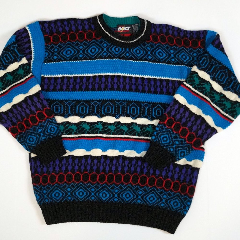 Vintage 80s 90s Bolt Tribal Crewneck Pullover